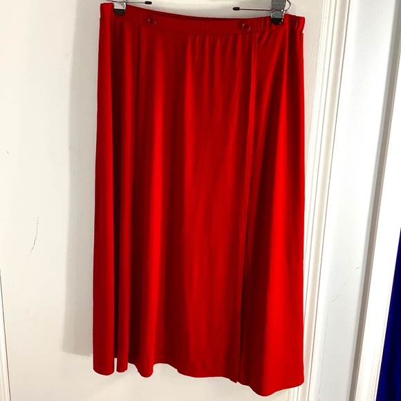 VTG LINEA by LOUIS DELL'OLIO SIZE LARGE RED JERSEY KNIT MAXI SKIRT - Picture 1 of 13